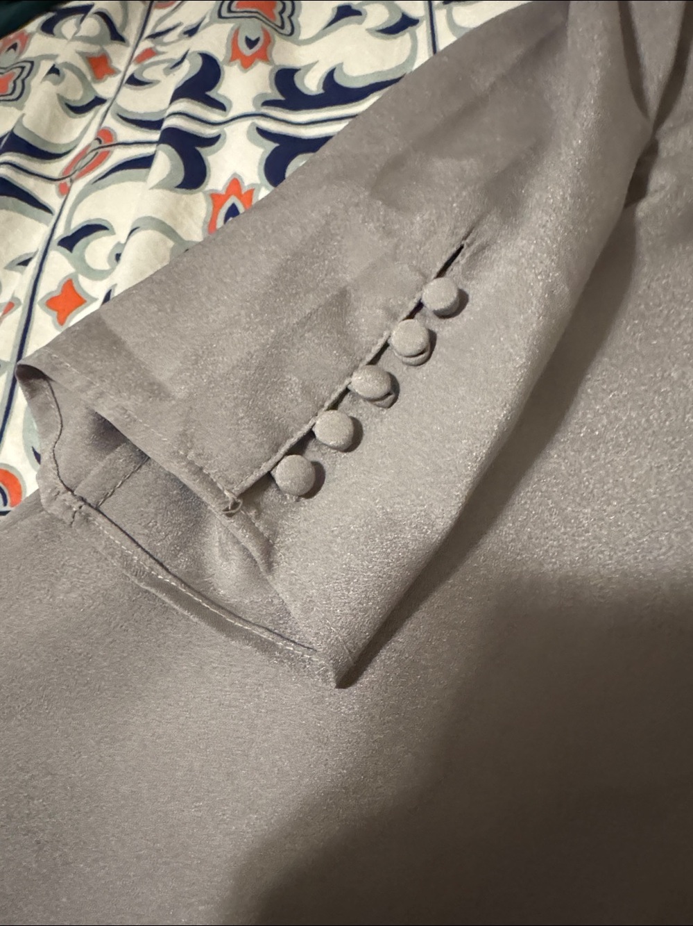 Calvin Klein Light Gray Puff Sleeve Blouse - Picture 4 of 7